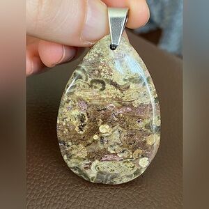 Jasper Natural Pear Shaped Pendant